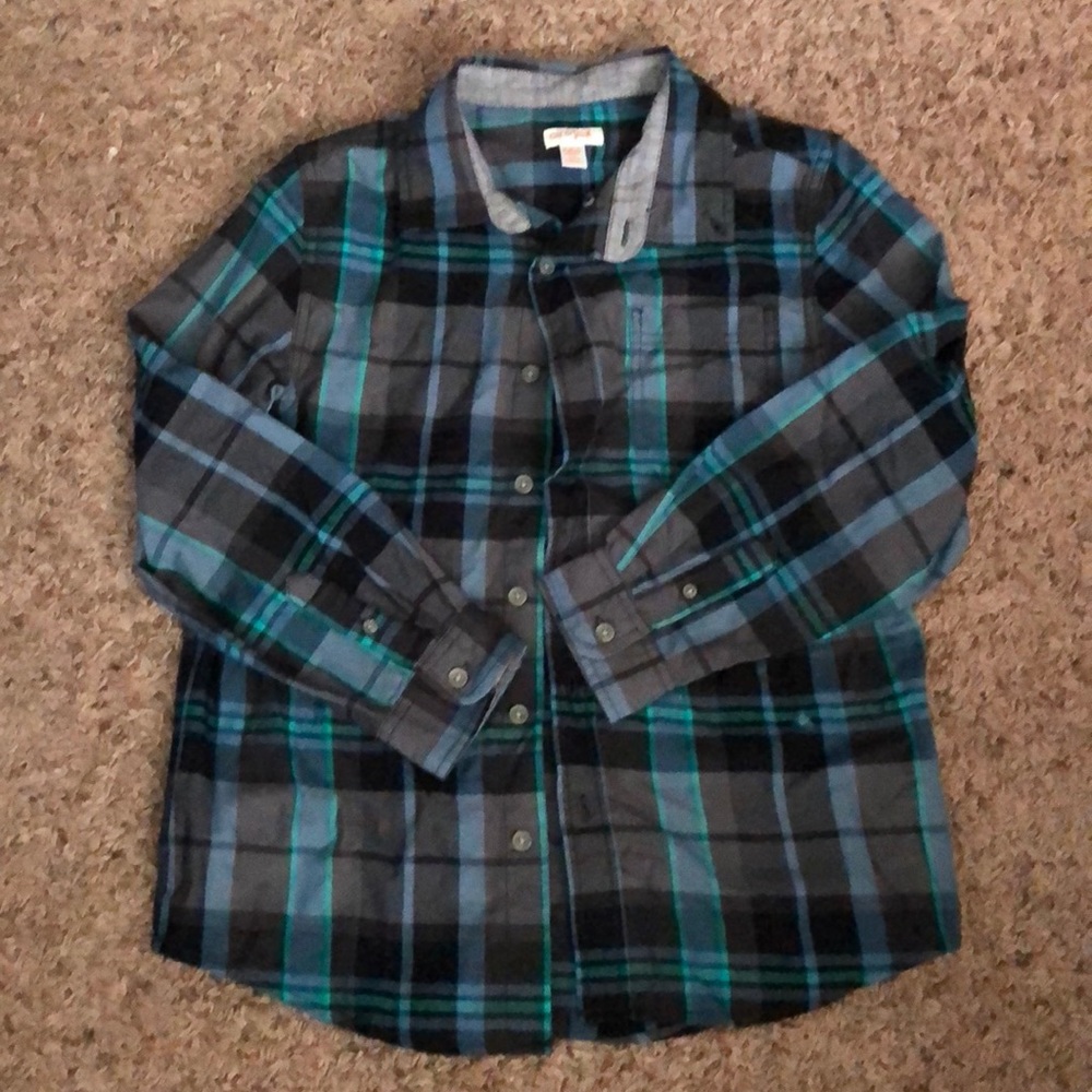 Boys plaid button up shirt 8/10 Husky